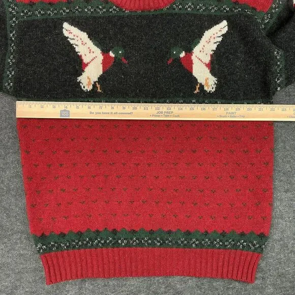 VTG Woolrich Mallard Duck Wool Sweater L Hunting Outdoor Crew Neck Pullover 80s